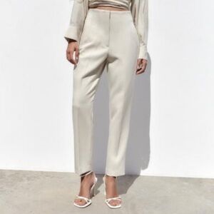 Zara Cream High-Waisted Pants